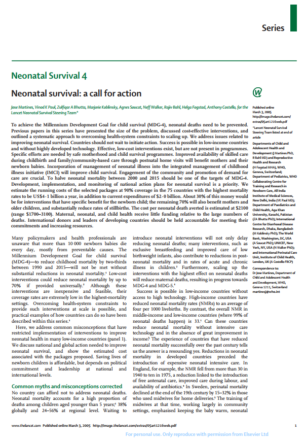 The Lancet Neonatal survival series