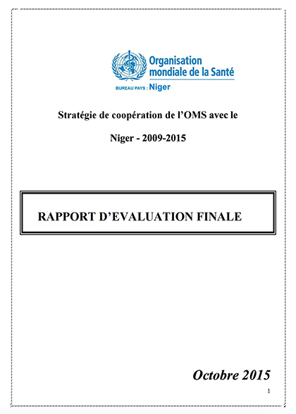 Rapport d’évaluation finale: Stratégie de coopération de l’OMS avec le Niger - 2009-2015