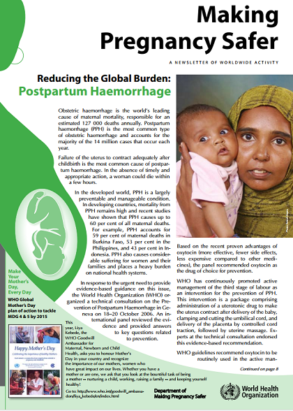  Reducing the Global Burden:Postpartum Haemorrhage