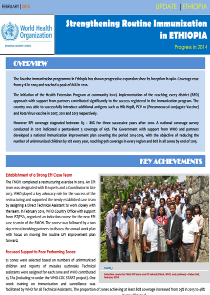 ETHIOPIA Update sheet on strengthening routine immunization 2014