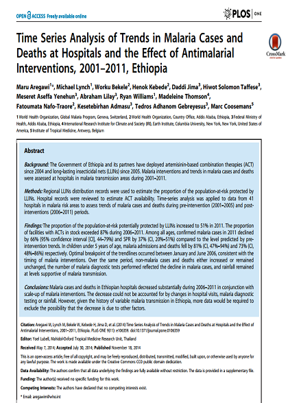 The impact of malaria control interventions in Ethiopia 2001-2011