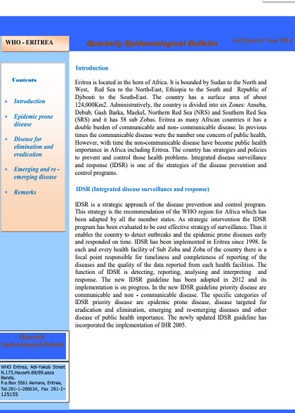 WHO Eritrea quaterly Epidemiological Bulletin - September 2014