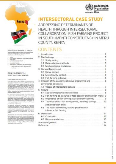 Addressing determinants of health through intersectoral collaboration: fish farming project in South Imenti constituency in Meru County, Kenya