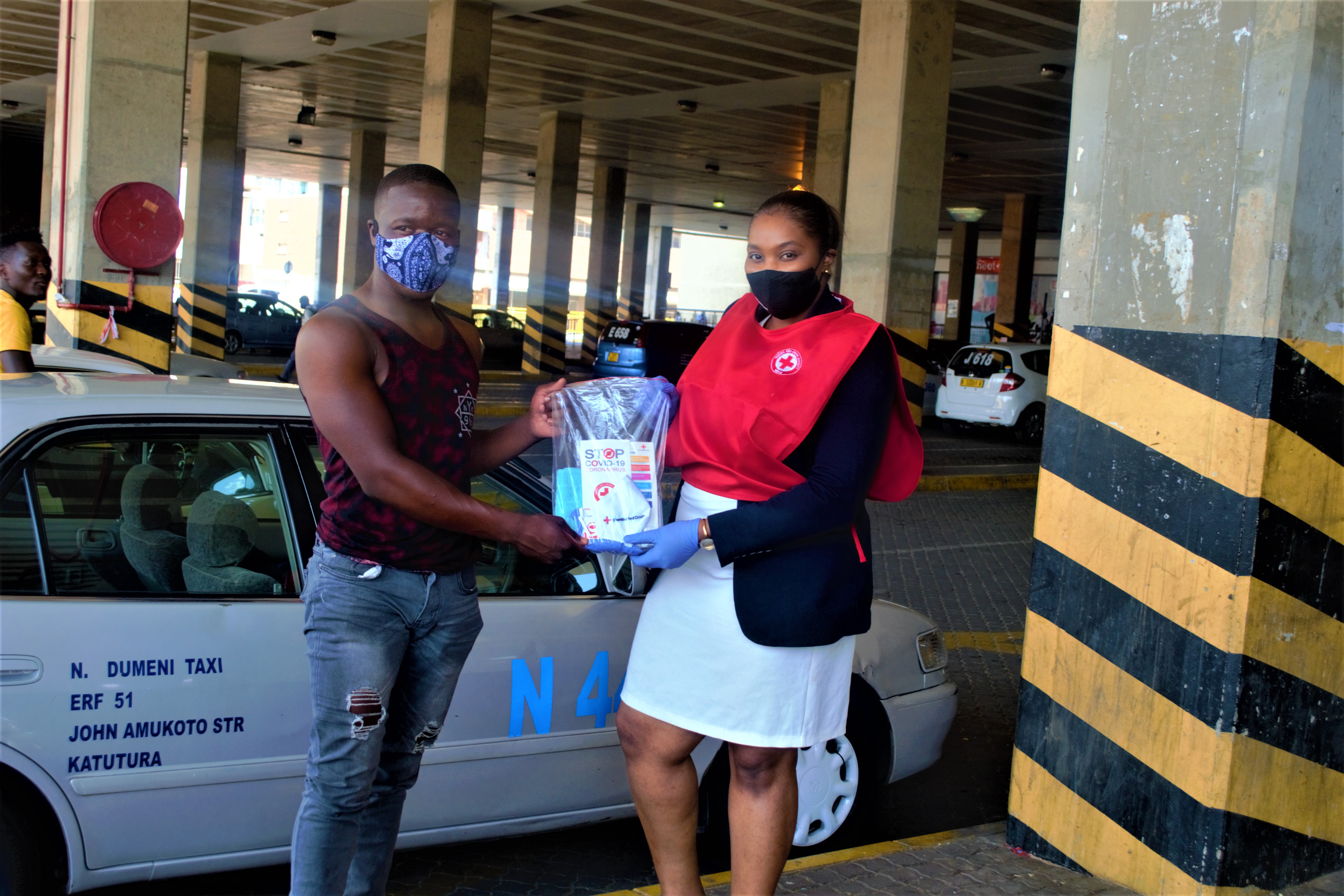 Special outreach to taxi drivers distributing masks, hand sanitizers and leaflets on COVID-19