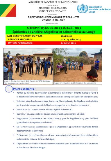 SITREP N° 05 DU 22 au 23 JUILLET 2023 Épidémies de Choléra, Shigellose et Salmonellose au Congo
