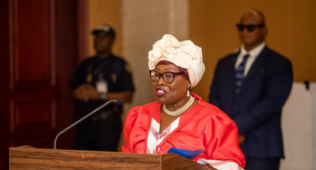 First Lady of the Republic of Liberia, Madam Kartumu Y. Boakai speaking the WHD commemoration in Liberia