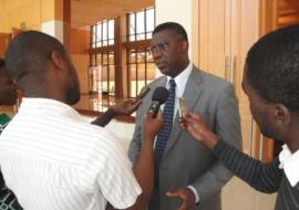 Dr Eugene Nyarko, (WR) speaking to reporters after the meeting