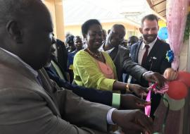 The delegates opening the maternity complex in Yambio.