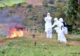 Burial  team burns the property of one of the deceased cases 