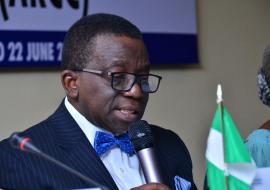Minister of Health Professor Isaac Adewole delivering his speech during the ARCC.JPG 