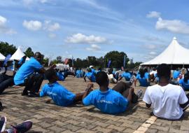 UN staff engage in Cardiovascular work out exercises at the UN day