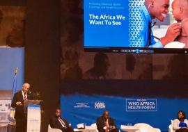 Health Minister Jean-Paul Adam adressing African Health Forum on UHC