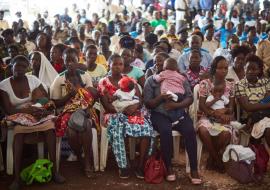 Mothers and children at the Malaria  vaccine roll-out in Homa Bay Kenya