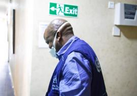 Dr Charles Korir,walking out of Isolation centre