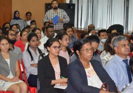 Health workers participating in the COVID-19 Vaccination Training at the Health Club of the Ministry of Health and Wellness, Mauritius on 11 January 2021