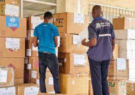 Essential medical supplies donated by WHO to the Ministry of Health