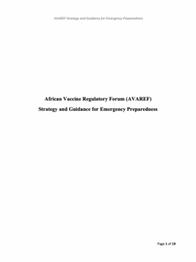 African Vaccine Regulatory Forum (AVAREF) - Strategy and Guidance for Emergency Preparedness