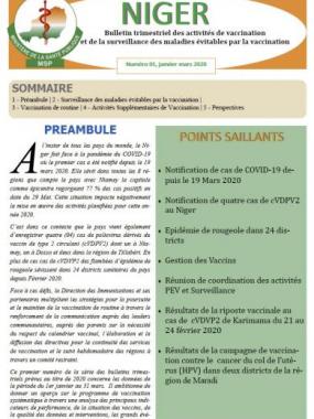 Niger : Bulletin trimestriel des activités de vaccination : numero 1 (janvier-mars 2020)