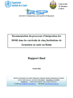 Documentation du processus d’intégration des DSSR dans les curricula de cinq Institutions de formation en santé au Bénin