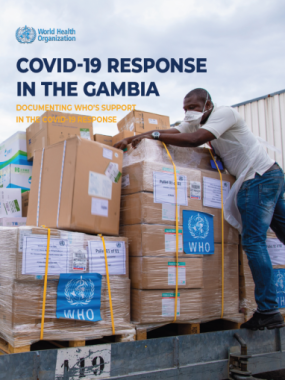 WHO personnel unload COVID-19 relief donations provided by WHO, demonstrating collaborative support during the pandemic