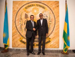            His Excellency Mr Paul Kagame, President of Rwanda with Dr Tedros Adhanom, DG WHO