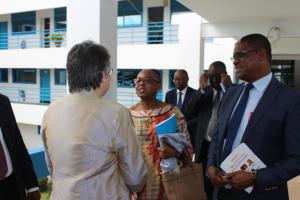 Dr Moeti interacting with UN Resident Coordinator in Ghana, Ms Christine Klock