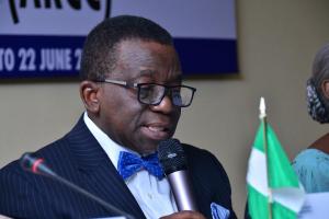 Minister of Health Professor Isaac Adewole delivering his speech during the ARCC.JPG 