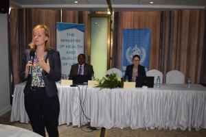 Dr. Ann-Lise Guisse from WHO-Headquarters Geneva facilitating the Societal Dialogue Workshop in Mauritius 