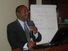 Dr Ian Njeru, head of Disease Surveillance and Response Unit in MOH addressing participants