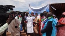 The community welcoming the delegates. Photo WHO 