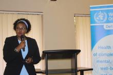 Ms Zorodzai Machekanyanga from WHO IST presenting the recommenda-tions of the evaluation