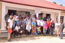 Participants during a visit to the Schistosomiasis Control Project Laboratory in Pemba