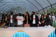 02 L to R Former President of FDRE State, Minister of Health, NPPC Chair, and Representatives from USAID Core Group UNICEF and WHO during the candle vigil celebrating polio free