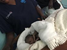 Baby Nunu, who was born during the inauguration ceremony of the Yambio maternity complex.