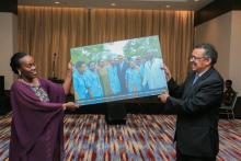 Community Health Workers' gift to DG WHO offered by the Minister of Health