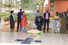 Wreaths by WHO DG at Nyamata Genocide Memorial Site