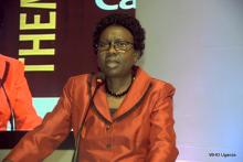 Minister of Health, Dr Jane Ruth Aceng addresses the symposium 