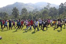 Participants undergoing aerobics during the commemoration
