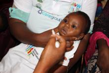Child being immunized as part of the African Vaccination Week activity