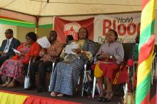 Dignitaries at the function, from left to right: Dr Justina Ansah, CEO, National Blood Service, Ms Tina Mensah, Deputy Minister of Health, Dr Samuel Asiamah, Acting CEO, KBTH, Dr Sylvia Boye, Special Guest of Honour, Dr Owen Kaluwa, WHO Country Representative