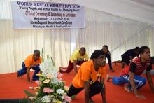 Yoga demonstration by patients and staff of the Mental Health Care Centre. 