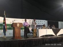 Dr Akpaka Kalu, WHO Representative to South Africa presents the Summary outcomes of the Presidential health Summit in presence of the Deputy President Mr David Mabuza and Health Minister- Dr Aaron Matsoaledi