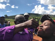 Chmanimani District Nursing Officer administers the oral cholera vaccine 