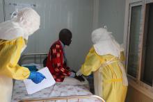 During the SIMEX - Health workers received suspected Ebola patient in the Infection Diseases Unit in Juba