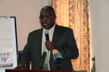 Hon. Dr Martin Elia Lomoro, Minister of Cabinet Affairs, making remarks on Government of South Sudan commitment 