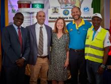  Mary Hamel, WHO malaria technical lead (centre) with MOH, CDC and Path partners during the launch