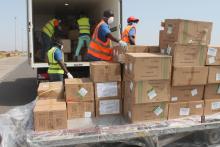 Donated Materials being loaded to be transported to the Central Medical Stores of the Ministry of Health before distribution to health facilities.