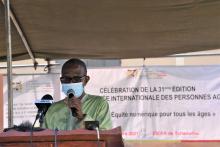 Le Maire de la commune de Tchaourou, M. AWO Jonathan prononçant son discours lors de l’ouverture officielle de la JIPA 2021 