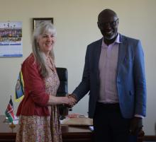 Dr Gregory Ganda, CEC Kisumu County, when he met Dr  Kate O'brien, WHO director, Immunization, Vaccines & Biologicals