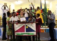Rakutuka Primary School celebrating their HPSI  platinum award 